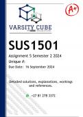 SUS1501 Assignment 5 (DETAILED ANSWERS) Semester 2 2024 - DISTINCTION GUARANTEED 