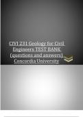 CIVI 231 Geology for Civil Engineers TEST BANK (questions and answers) Concordia University