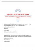 BIOLOGY APTITUDE TEST EXAM WITH GUARANTEED ACCURATE ANSWERS |VERIFIED