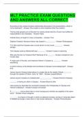 MLT PRACTICE EXAM QUESTIONS AND ANSWERS ALL CORRECT 