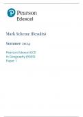 A LEVEL EDEXEL GEOGRAPHY QUESTION PAPER 1 MARK SCHEME 2024