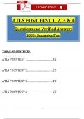 ATLS 10th Edition Post Test 1, 2, 3 & 4 Actual Questions with Verified Answers (2024 / 2025), 100% Guarantee Score Pass