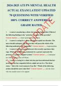  ATI PN MENTAL HEALTH ACTUAL EXAM LATEST UPDATED 70 QUESTIONS WITH VERIFIED 100% CORRECT ANSWERS.A+ GRADE RATED 