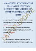  HESI NUTRITION ACTUAL EXAM LATEST UPDATED 96 QUESTIONS WITH VERIFIED 100% CORRECT ANSWERS.A+ GRADE RATED 