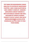 TEST BANK FOR RADIOGRAPHIC IMAGE ANALYSIS 5TH EDITION BY MARTENSEN CHAPTER 1 AND 2 EXAM QUESTIONS & 100% CORRECT COMPLETE  ANSWERS (2023/2024) ALREADY GRADED A+ WITH RATIONALES VERIFIED AND WELL EXPLAINED BY EXPERTS ALREADY PASSED!!!!!LATEST UPDATE 2024 W