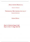 Solutions Manual For Thinking Mathematically 8th Edition By Robert Blitzer (All Chapters, 100% Original Verified, A+ Grade) 