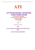 ATI PN MATERNAL NEWBORN PROCTORED EXAM (30 VERSIONS) / PN MATERNAL NEWBORN  ATI PROCTORED EXAM (30 VERSIONS)|VERIFIED AND 100% CORRECT Q & A, COMPLETE DOCUMENT FOR ATI EXAM|