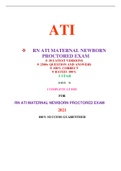 RN ATI MATERNAL NEWBORN PROCTORED EXAM (30 VERSIONS)/ ATI RN  MATERNAL NEWBORN PROCTORED EXAM (30 VERSIONS)|VERIFIED AND 100% CORRECT Q & A, COMPLETE DOCUMENT FOR ATI EXAM|