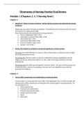 Dimensions of Nursing Practice Final Review,Module 1 (Chapters 2, 4, 5 Nursing Now!),Module 2 (Chapters 1, 17 Nursing Now!),Module 3 (Chapter 14 Nursing Now!),Module 4 (Chapter 3 Nursing Now!)Module 5 (Chapters 6,7,8) & Module 6 (Chapters 1-3 Critical  th