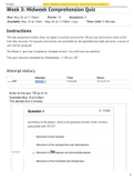 NR-509 Advanced Physical Assessment-Week 3 Midweek Comprehension Quiz Advanced