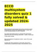 ECCO multisystem disorders quiz 1 fully solved & updated 2024-2025