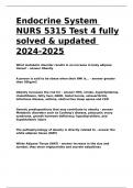 Endocrine System NURS 5315 Test 4 fully solved & updated 2024-2025