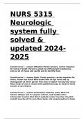 NURS 5315 Neurologic system fully solved & updated 2024-2025