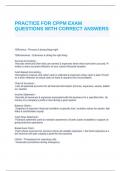 PRACTICE FOR CPPM EXAM QUESTIONS WITH CORRECT ANSWERS