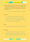 Critical thinking nur 200 Hondros, 200 exam 1  critical thinking Questions & 100% Correct  Answers- Latest Test | Graded A+ | Passed