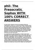 phil- The Presocratic Sophos WITH 100% CORRECT ANSWERS