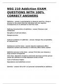 NSG 210 Addiction EXAM QUESTIONS WITH 100- CORRECT ANSWERS