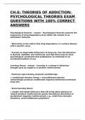 CH.6: THEORIES OF ADDICTION: PSYCHOLOGICAL THEORIES EXAM QUESTIONS WITH 100% CORRECT ANSWERS