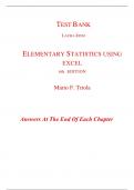 Test Bank For Elementary Statistics Using Excel 6th Edition By Mario Triola (All Chapters, 100% Original Verified, A+ Grade) 