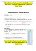 TEST BANK- GIZMO STUDENT EXPLORATION;FREE FALL LABORATORY (A GRADED), QUESTIONS AND ANSWERS,ALL CORRECT STUDY GUIDE