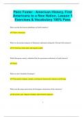 Penn Foster - American History, First Americans to a New Nation, Lesson 1 Exercises & Vocabulary 100% Pass