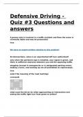 Defensive Driving - Quiz #3 Questions and answers