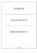 (CU) NURS4040 Managing Health IT - Midterm Review 1 20242025