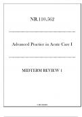 (JHU) NR.110.562 Advanced Practice Care I - Midterm Review 1 20242025