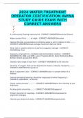 2024 WATER TREATMENT OPERATOR CERTIFICATION AWWA STUDY GUIDE EXAM WITH CORRECT ANSWERS