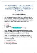 ASE A5 BRAKES EXAM 1, 2, & 3 NEWEST EXAM TEST QUESTIONS AND DETAILED CORRECT ANSWERS | 100 % ACCURATE