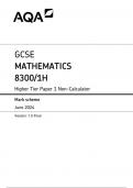 AQA GCSE MATHEMATICS 8300/1H Higher Tier Paper 1 Non-Calculator Mark scheme June 2024