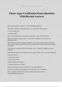 Fitour Aqua Certification Exam Questions With Revised Answers