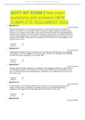 Exam (elaborations) GOVT 407 Exam 3 questions and answers solution test exam docs