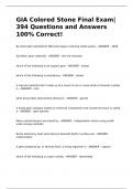 GIA Colored Stone Final Exam| 394 Questions and Answers 100% Correct!