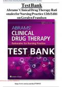 Test Bank - Abrams’ Clinical Drug Therapy: Rationales for Nursing Practice, 13th Edition (Frandsen, 2025), Chapter 1-61 | All Chapters