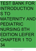 Introduction to Maternity and Pediatric Nursing 8th edition Leifer Test Bank