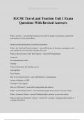 IGCSE Travel and Tourism Unit 1 Exam Questions With Revised Answers