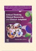 TEST BANK FOR CRITICAL THINKING, CLINICAL REASONING, AND CLINICAL JUDGMENT: A PRACTICAL APPROACH 7TH EDITION BY ROSALINDA ALFARO-LEFEVRE||ISBN NO:10,0275972356||ISBN NO:13,978-0323581257||ALL CHAPTERS||COMPLETE GUIDE A+