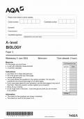 AQA A LEVEL BIOLOGY QUESTION PAPER 1 2024 (7402/01)