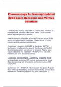 Pharmacology for Nursing Updated 2024 Exam Questions And Verified Solutions