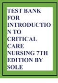 TEST BANK FOR INTRODUCTION TO CRITICAL CARE NURSING 7TH EDITION BY SOLE