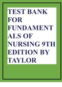 TEST BANK FOR FUNDAMENTALS OF NURSING 9TH EDITION BY TAYLOR