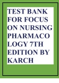 TEST BANK FOR FOCUS ON NURSING PHARMACOLOGY 7TH EDITION BY KARCH