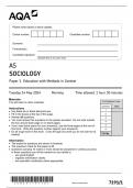 AQA AS SOCIOLOGY PAPER 1 QUESTION PAPER 2024 (7191/1: Education with methods in Context  )