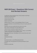 NUR 228 Exam 1 Questions With Correct And Revised Answers