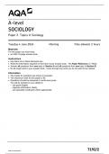 AQA  A LEVEL SOCIOLOGY PAPER 2  QUESTION PAPER 2024 ( 7192/2  : Topics in Sociology )