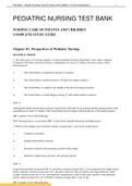 Pediatric Nursing TEST BANK |Nursing Care Of Infants And Children COMPLETE STUDY GUIDE