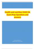 Health and nutrition D440 OA Exam Prep Questions and answers