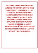 TEST BANK FOR MEDICAL-SURGICAL NURSING, 8TH EDITION (LINTON, 2023), CHAPTER 1-63 , 9780323826716 , ALL CHAPTERS WITH ANSWERS AND RATIONALS EXAM QUESTIONS AND 100% COMPLETE ANSWERS WITH RATIONALES VERIFIED AND WELL EXPLAINED BY EXPERTS ALREADY PASSED!!!!!!