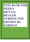 TEST BANK FOR NEEB’S MENTAL HEALTH NURSING 5TH EDITION BY GORMAN